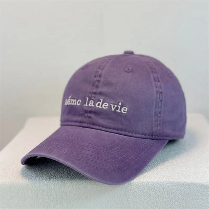 Korean Minimalist Letter Embroidery Soft Crown Baseball Cap
