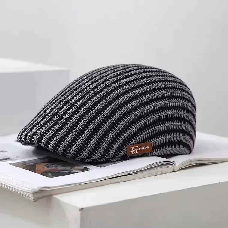 Men's Forward Hat Breathable Linen Knitted Duck Tongue Hat Summer