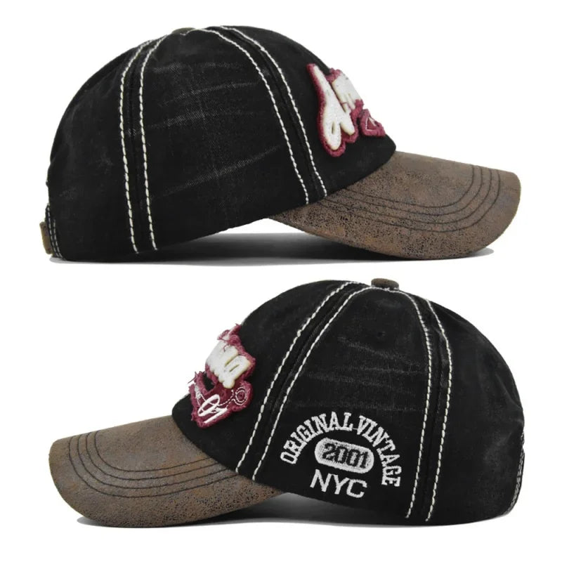 New 3D Embroidered Washed Cotton Retro Baseball Cap