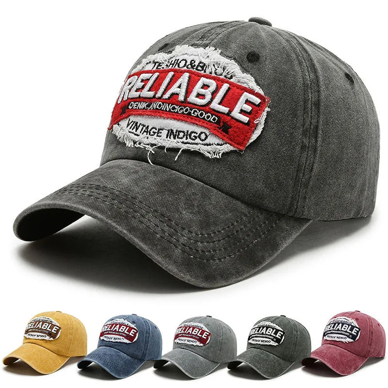 Fashion Washed Distressed Letter Embroidered Baseball Cap
