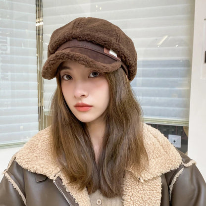 Women Winter Lamb Fleece Duckbill Hats