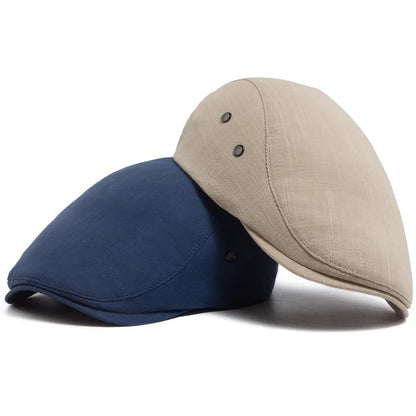 Men Linen Flat Cap Summer Breathable Newsboy Ivy Gatsby Beret Hat