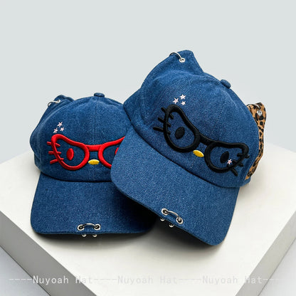 Unisex Street Style Rivet Leopard Print Baseball Cap