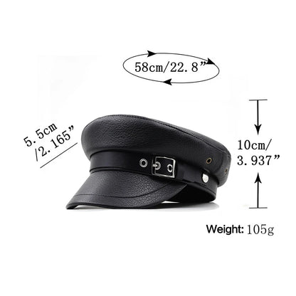 Casual Military Caps Woman Pu Beret Flat Hats