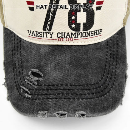 Distressed Washed Denim Trucker Cap Letter 78 Embroidered Baseball Hat