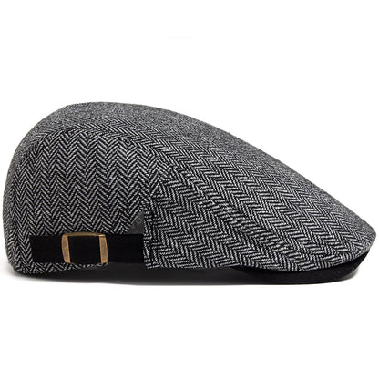 New Herringbone Vintage Beret Men Autumn Winter Casual Flat Visor Hat