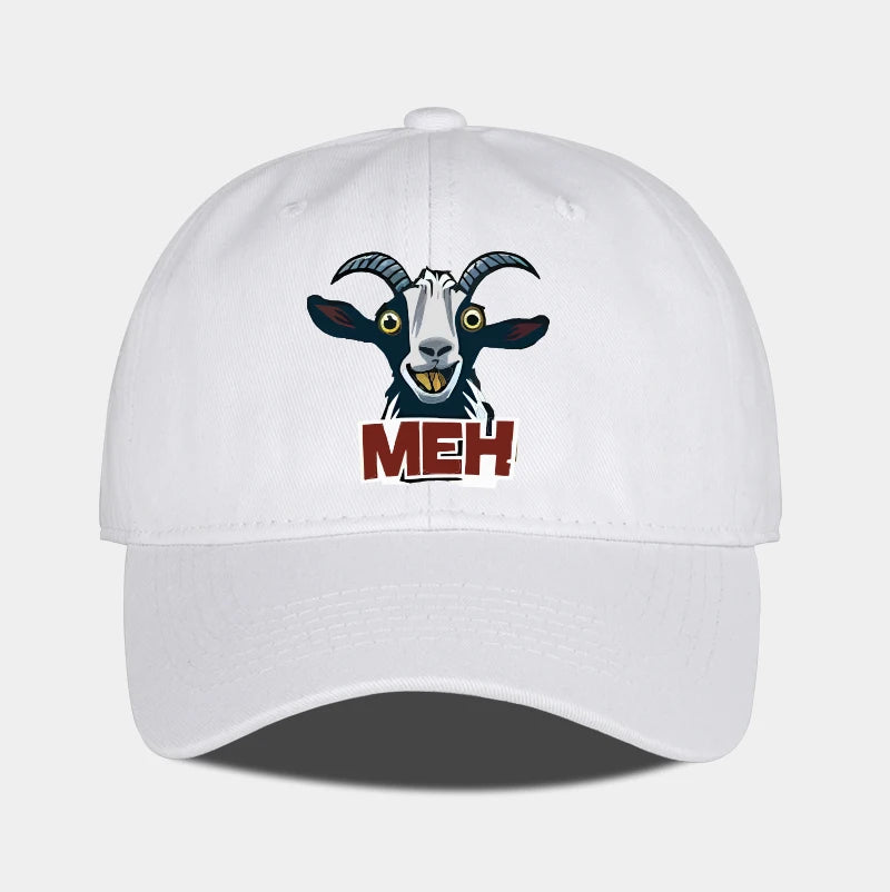 Goat Head MEH Print Soft Top Baseball Cap Soft Comfortable Breathable Adjustable Playful Quirky Trendy Fashionable Unisex