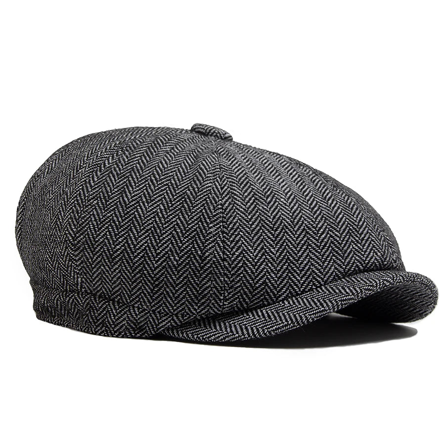 Herringbone Newsboy Caps Men Autumn Winter
