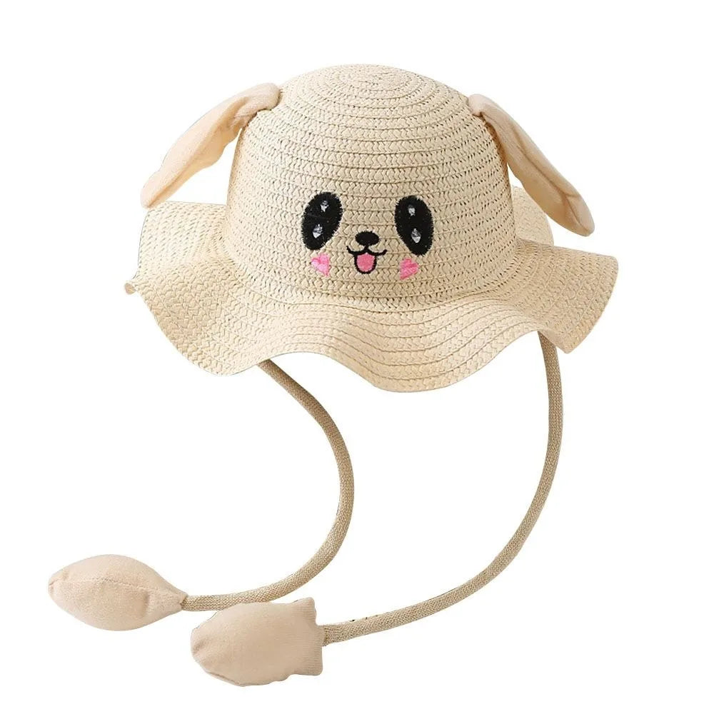 Wide Brim Rabbit Straw Hats Breathable Sunscreen Children's Hats
