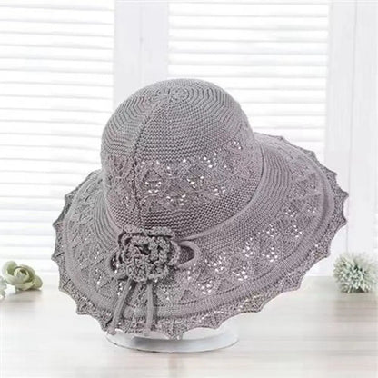 Fashion Crochet Summer Sun Hat Foldable Weave Sunshade Hat