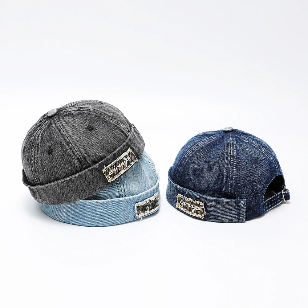 Denim Docker Hat Fashion Brimless Beanie Hat