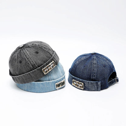 Denim Docker Hat Fashion Brimless Beanie Hat