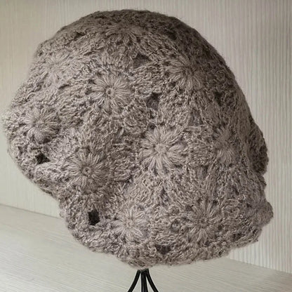 New Winter Crochet Beret For Women Wool Knit Hat