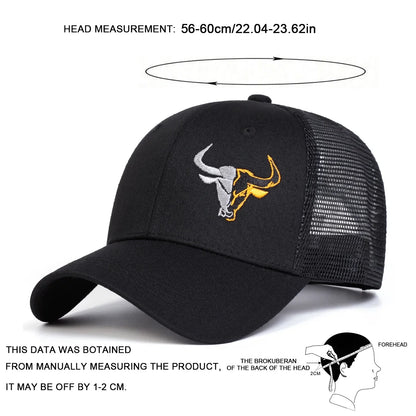 Unisex Ox Head Embroidery Baseball Net Caps Spring and Summer