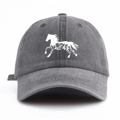 Pinting Horse Print Washed Baseball Cap For Adults