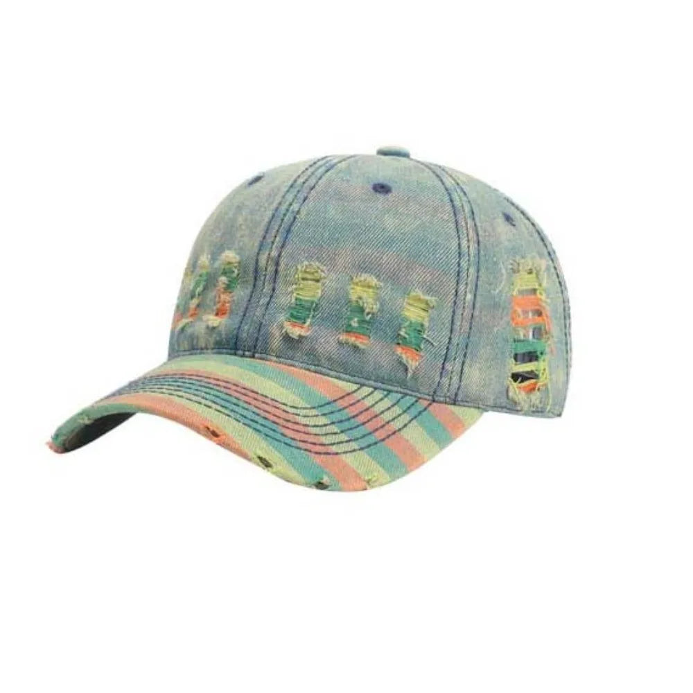 Adjustable Frayed Denim Baseball Cap