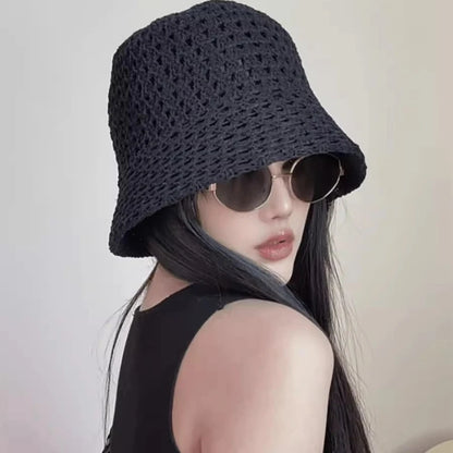 Breathable Summer Hollow Out Knitted Bucket Hats