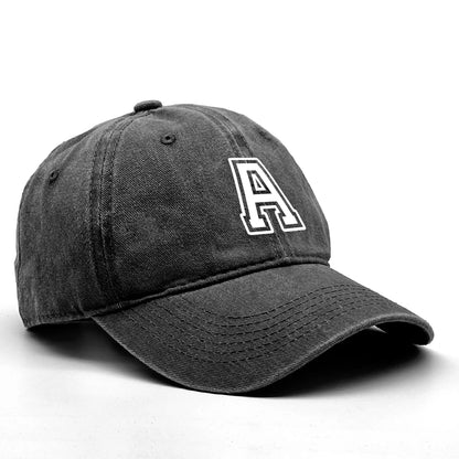 Initial Letter A-Z Print Baseball Cap For Men Women Retro Washed Cotton Dad Hat