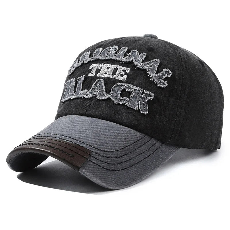 Men's Retro Washed Cloth Alphabet Baseball Cap Curved Brim Old Cap Spring and Autumn