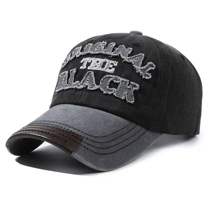 Men's Retro Washed Cloth Alphabet Baseball Cap Curved Brim Old Cap Spring and Autumn