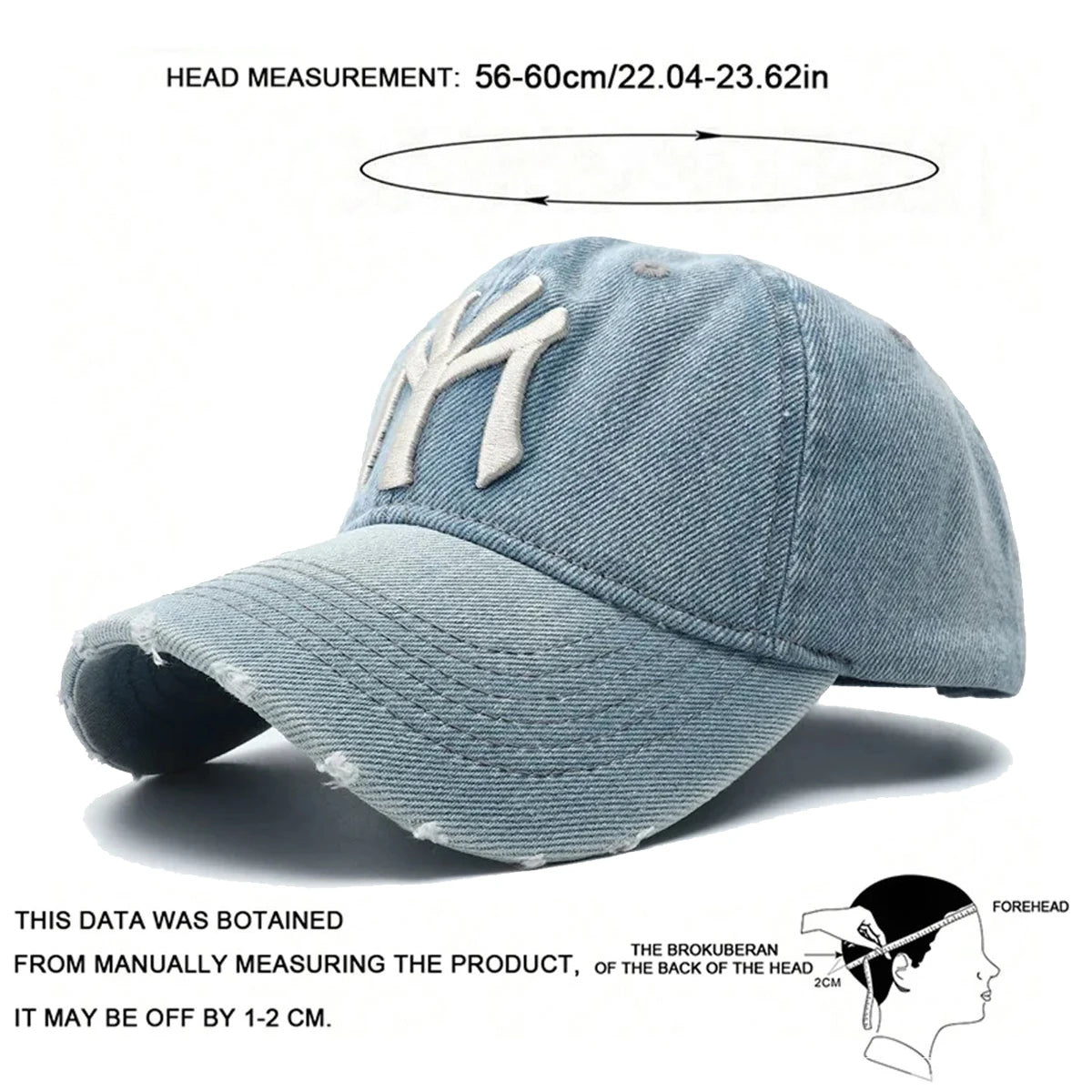 Unisex Letter Embroidery Washed Cowboy Baseball Caps Spring and Autumn