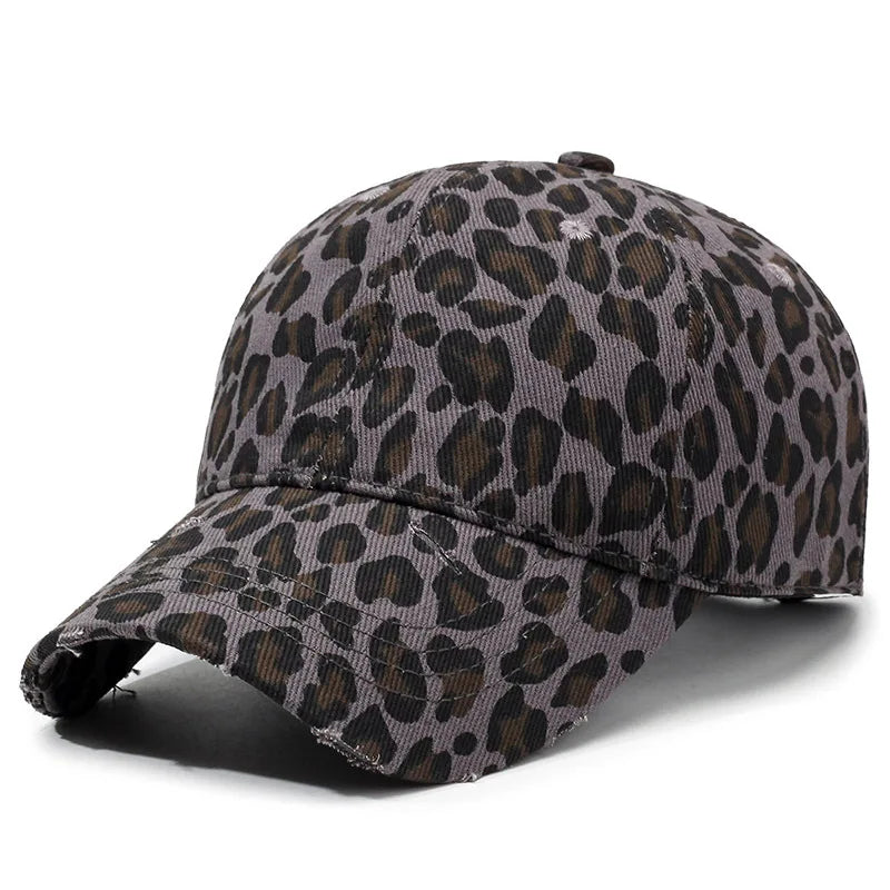 The Full-Pattern Leopard-Print Distressed Soft-Brimmed Baseball Cap