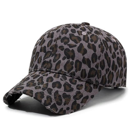 The Full-Pattern Leopard-Print Distressed Soft-Brimmed Baseball Cap