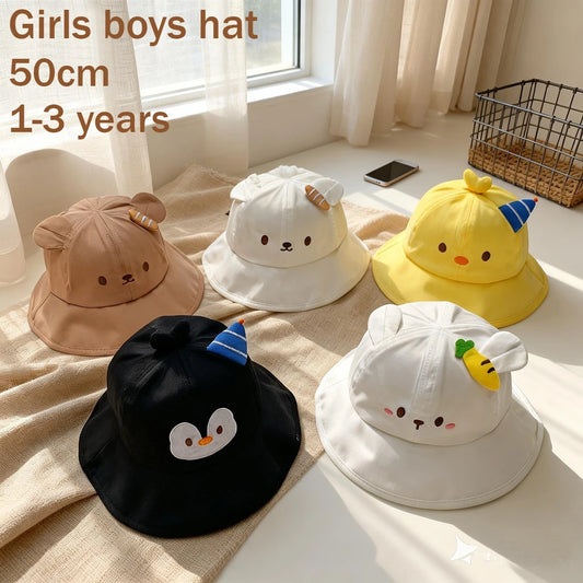 Newborn Baby Kids Cartoon Bucket Hat 50cm 1-3 Years Boys Girls