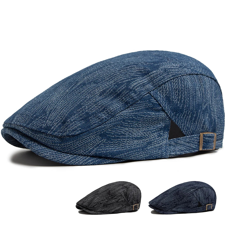 Fashion Denim Men's Beret Vintage Print Newsboy Caps
