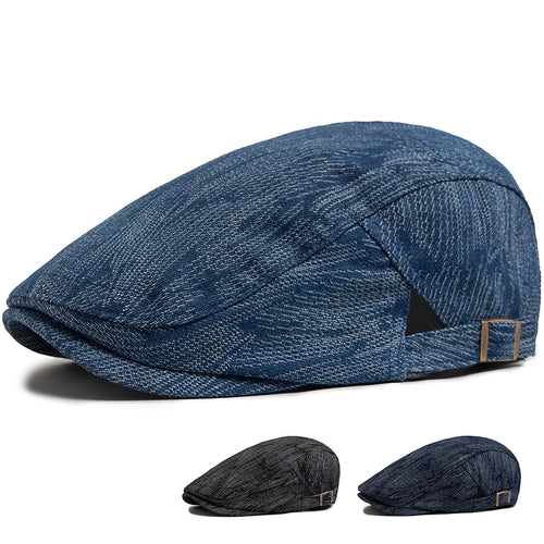 Fashion Denim Men's Beret Vintage Print Newsboy Caps