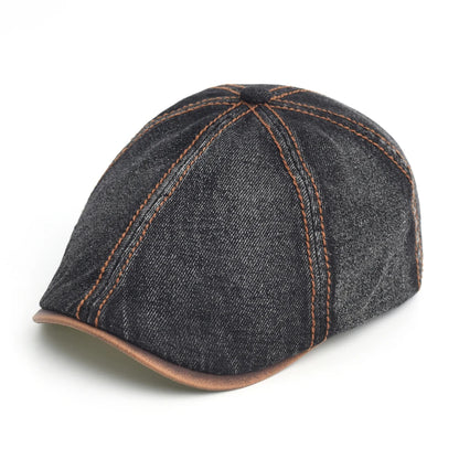 Denim Beret Hat Washed Vintage Peaked Cap Adjustable