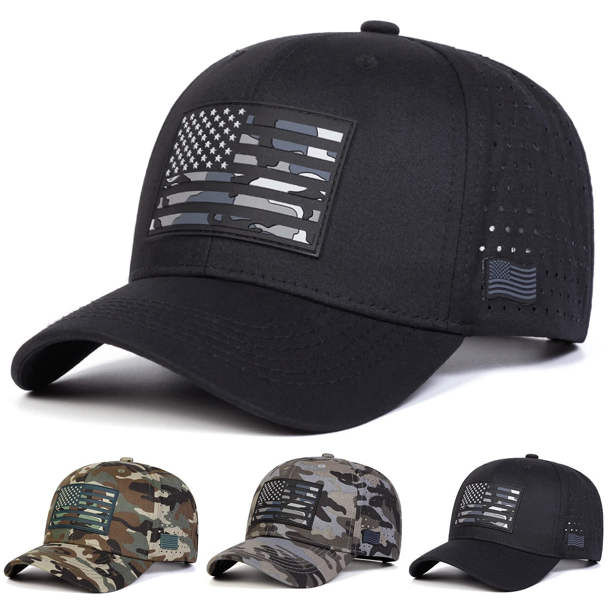 Unisex American Flag Embroidery Baseball Net Caps Outdoor Adjustable Casual Hats Sunscreen Hat Sports Cap