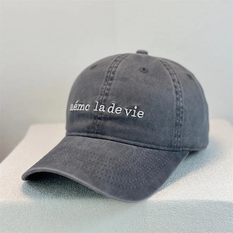 Korean Minimalist Letter Embroidery Soft Crown Baseball Cap