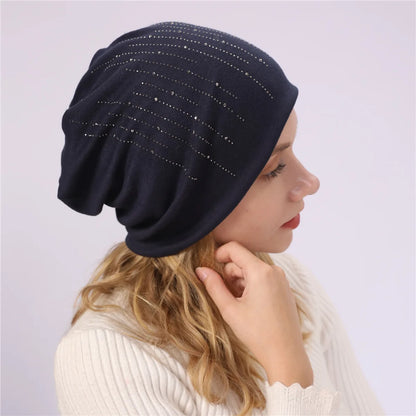 Women's New Double-Layer Cotton Bead Pullover Hat