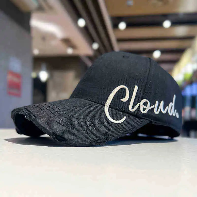 Black Side Letter Embroidered Baseball Cap for Summer