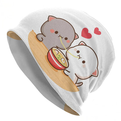 Kawaii Peach Cat Eating Strawberry Cake Caps Goma Mochi Men Women