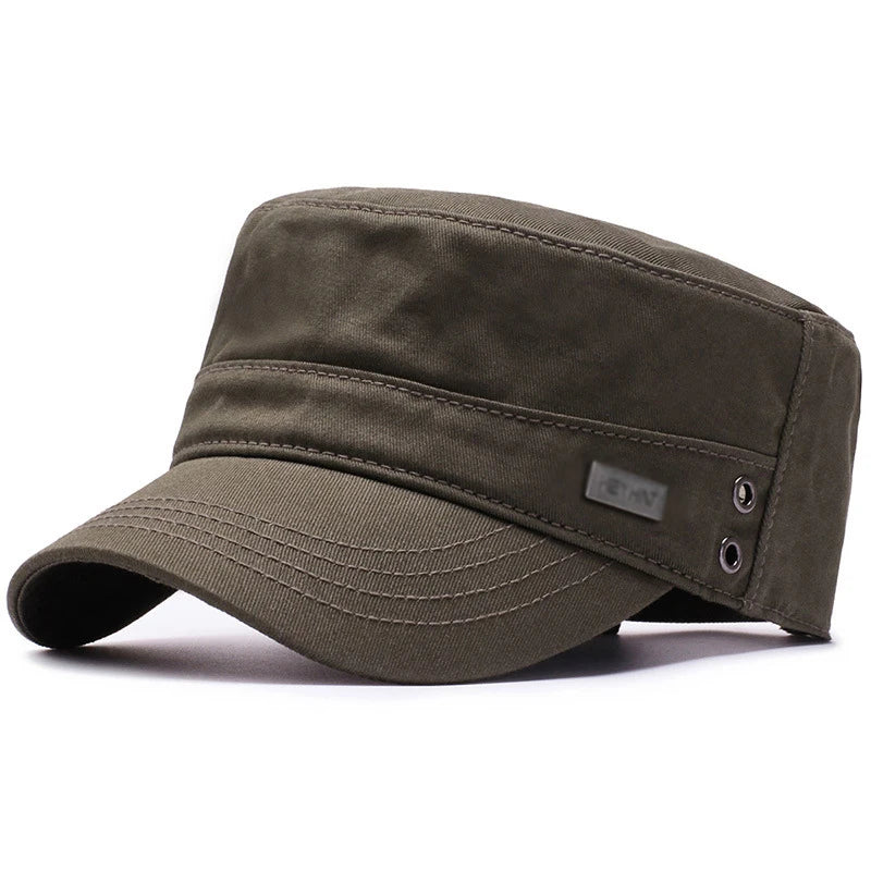 Four Seasons Flat Top Hat Men Simple Cotton Peaked Hat