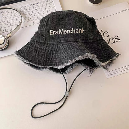Spring Summer Wide Brimmed Washed Denim Fisherman Hat