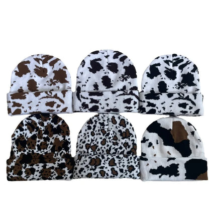 Winter Leopard Knitted Hats For Women Men Outdoor