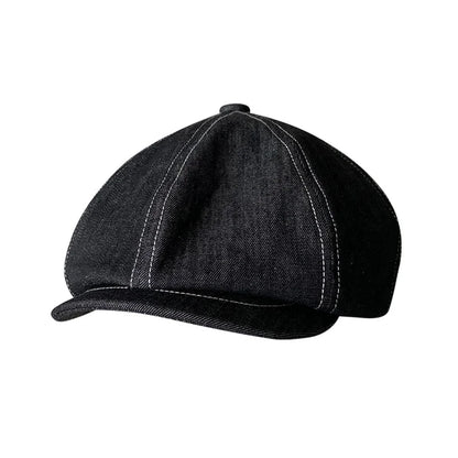 High Quality Newsboy Caps Men Women Black Beret British Gatsby Cap Spring Autumn Denim Fabric Hat