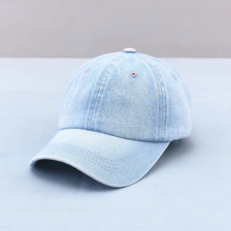 Vintage Solid Baseball Cap Washed Denim Sports Hat Men