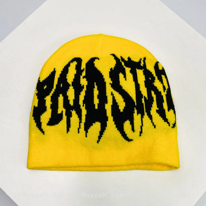 New Men Women Street Jacquard Flame Letters Knitted Hats
