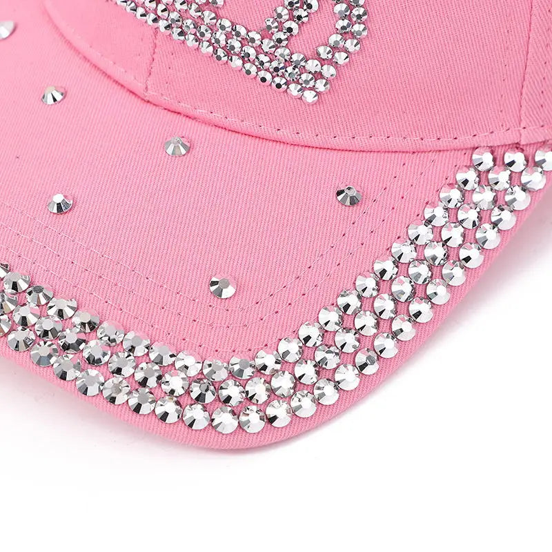 Crown-Shaped Diamond-Studded Women's Baseball Cap