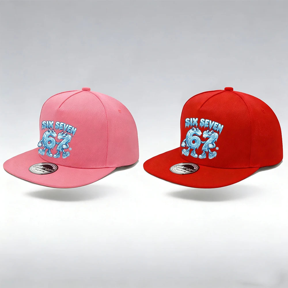 1/2 PC of 67 Ice Cartoon Printed Flat Bottom Brim Snapback Cap