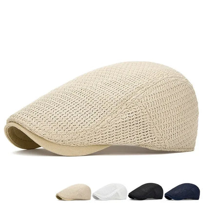 Summer Polyester Solid Newsboy Caps Flat Cap