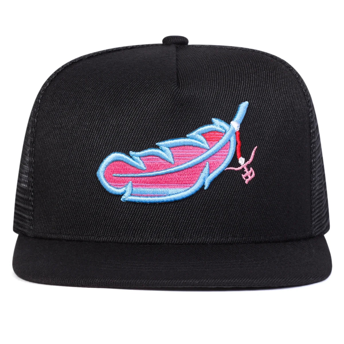 Unisex Colorful Feather Embroidery Hip Hop Net Hats
