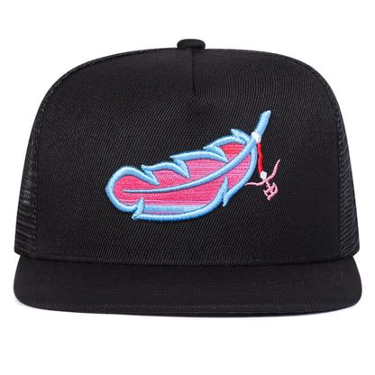 Unisex Colorful Feather Embroidery Hip Hop Net Hats