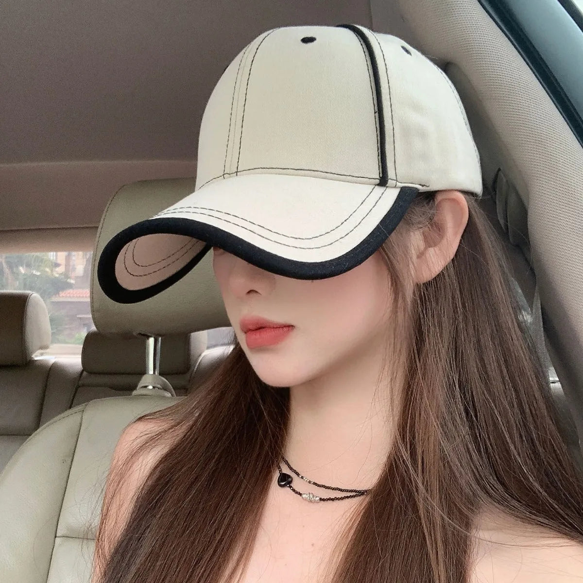 Korean Light Plate Contrasting Color Baseball Cap Fashion Shows Small Face