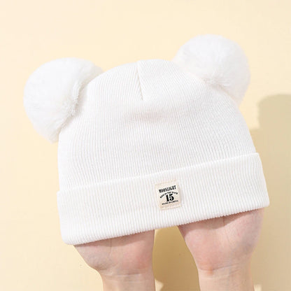 Autumn Winter Baby Warm Knitted Hats With Pom Kids Knit Beanie Hat Solid Color Children Hat