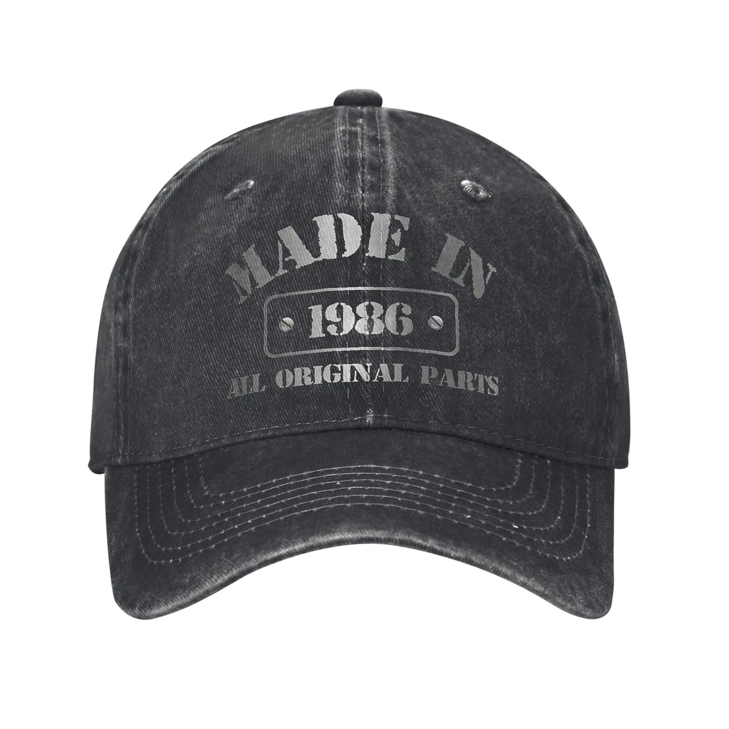 Unisex Vintage 1986 Birthday Year 40 years old  Printed Hats Vintage Distressed Denim  Baseball Cap